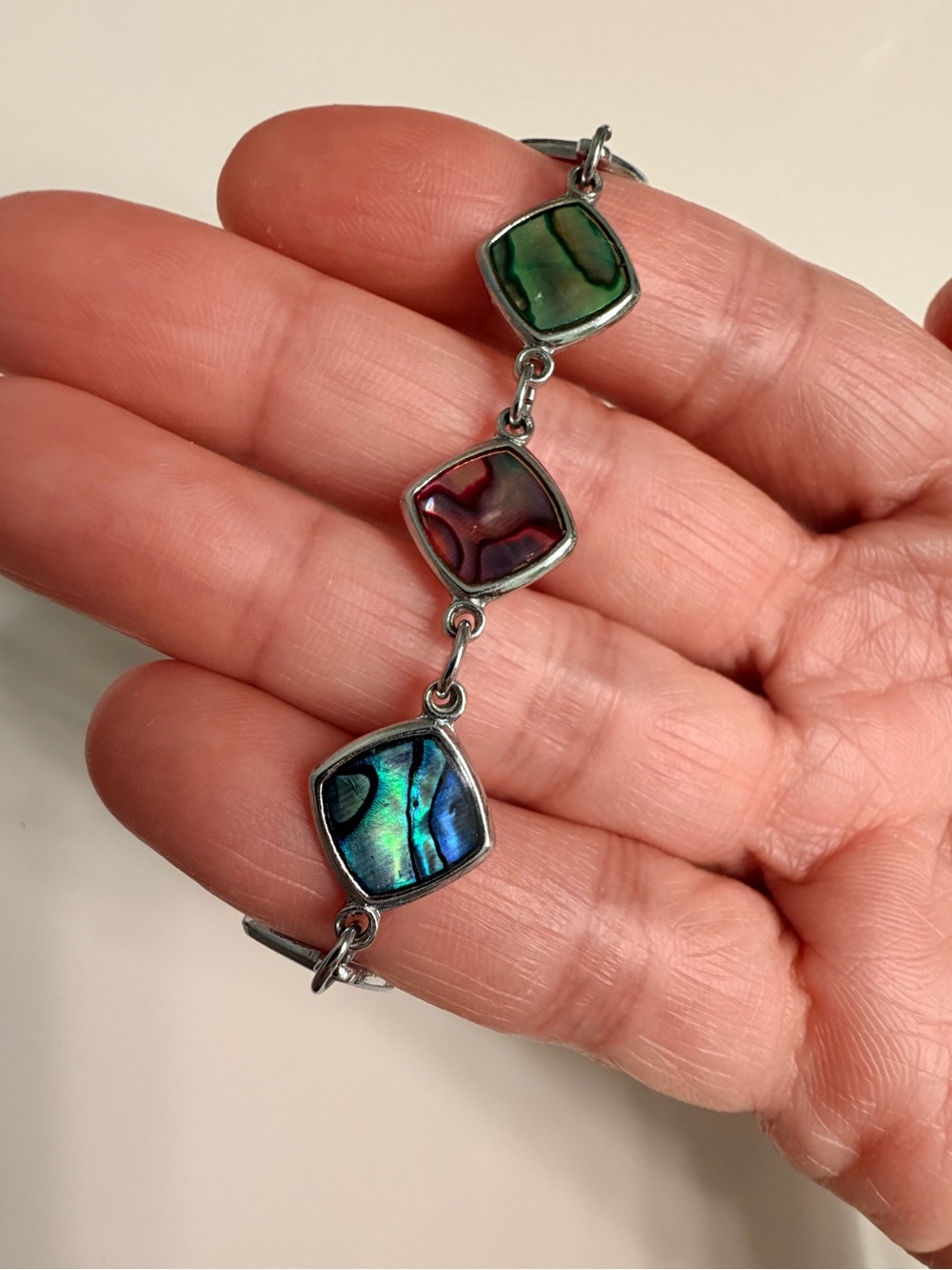 Multicolor Abalone Square Link Bracelet ✨